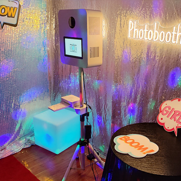 Model 101T: White Metal Portable DSLR Photo Booth Shell with 10.1 Inches Touch Screen