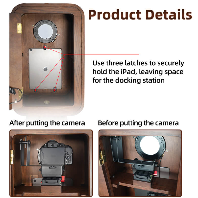 Model 129W: Red Oak Wooden iPad Photo Booth Shell for iPad 12.9"