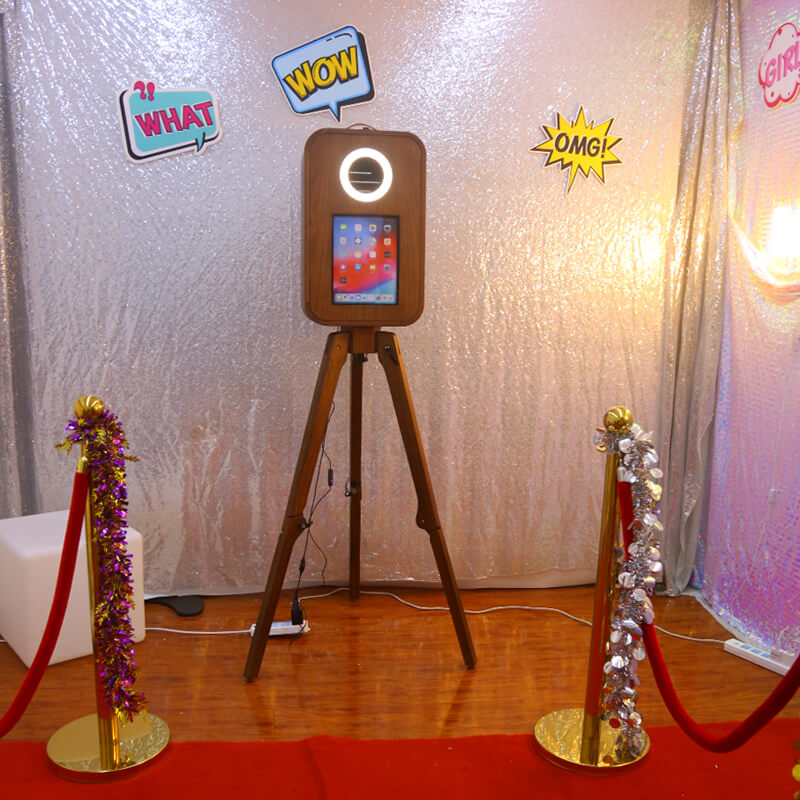 Model 129W: Red Oak Wooden iPad Photo Booth Shell for iPad 12.9"