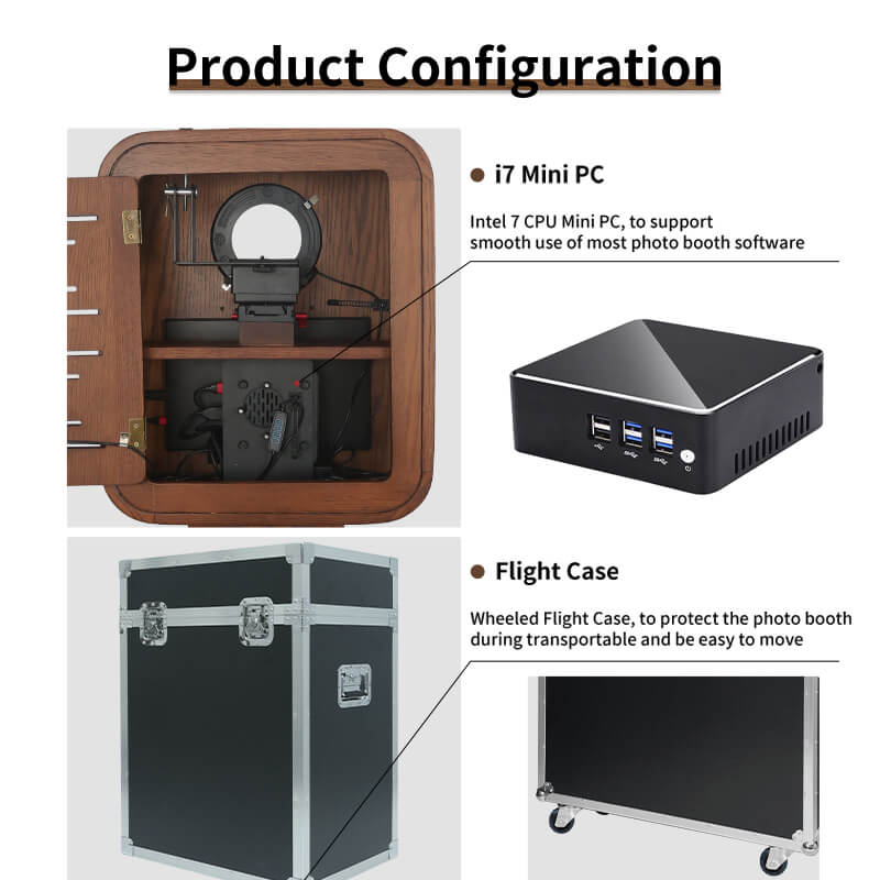 Model 133: Red Oak Wooden DSLR Photo Booth Shell with 13.3 Inches Touch  Screen