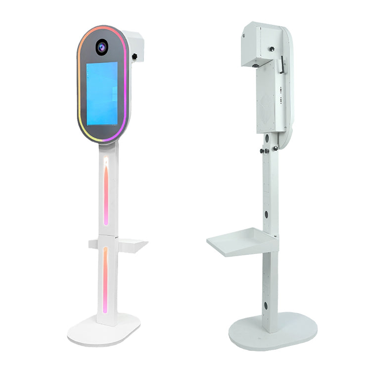 Model 156M: White Metal Oval Mirror Photo Booth Shell with 15.6 Inches Touch  Screen
