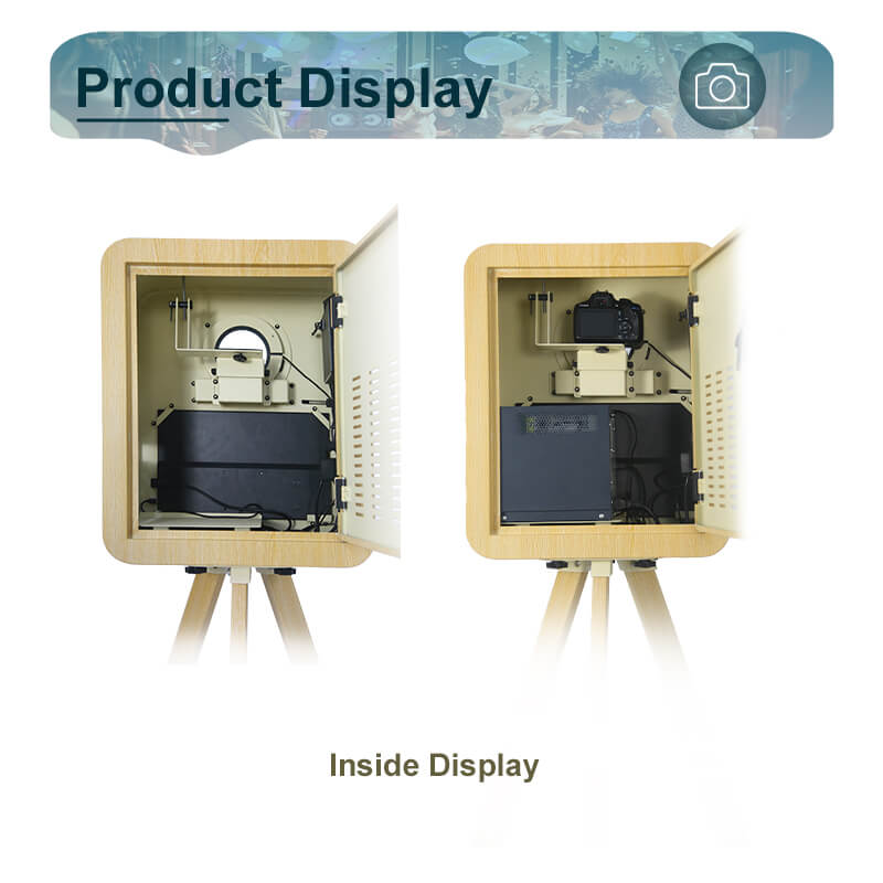Model 156T PRO: Wood Grain Metal DSLR Photo Booth Shell with Inside Printer Tray and 15.6 Inches Touch  Screen