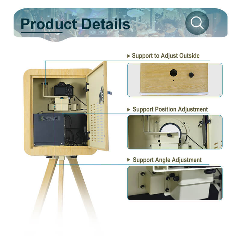 Model 156T PRO: Wood Grain Metal DSLR Photo Booth Shell with Inside Printer Tray and 15.6 Inches Touch  Screen