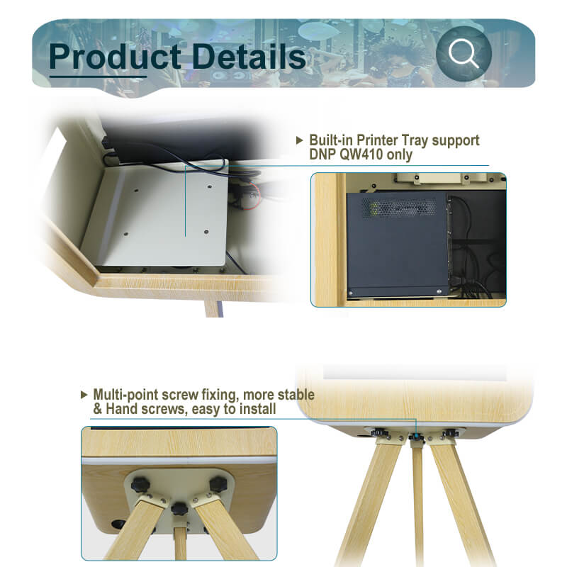 Model 156T PRO: Wood Grain Metal DSLR Photo Booth Shell with Inside Printer Tray and 15.6 Inches Touch  Screen