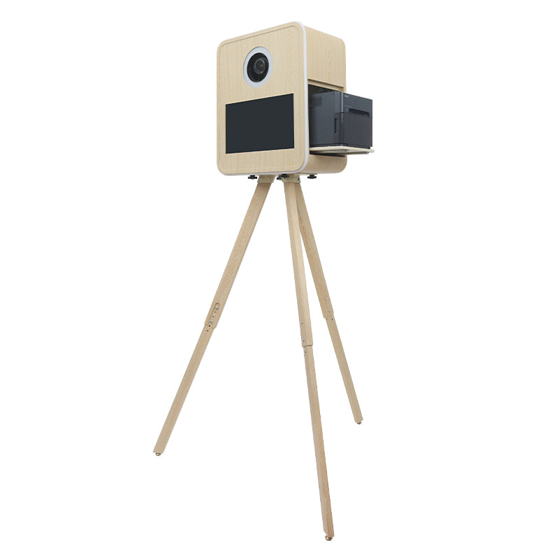 Model 156T PRO: Wood Grain Metal DSLR Photo Booth Shell with Inside Printer Tray and 15.6 Inches Touch  Screen
