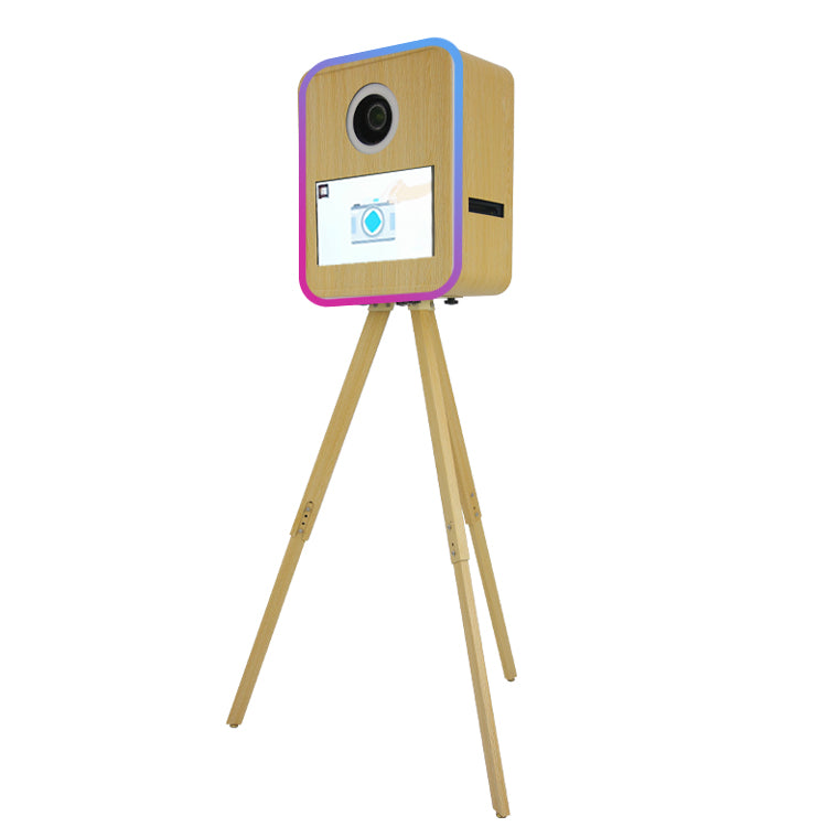 Model 156T PRO: Wood Grain Metal DSLR Photo Booth Shell with Inside Printer Tray and 15.6 Inches Touch  Screen