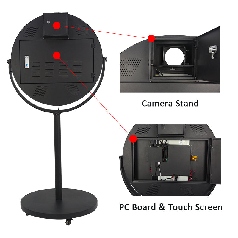 Model 238T: Round Mirror Photo Booth Machine with 23.8 Inches Touch  Screen