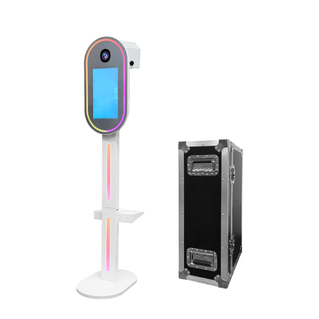 Model 156M: White Metal Oval Mirror Photo Booth Shell with 15.6 Inches Touch  Screen
