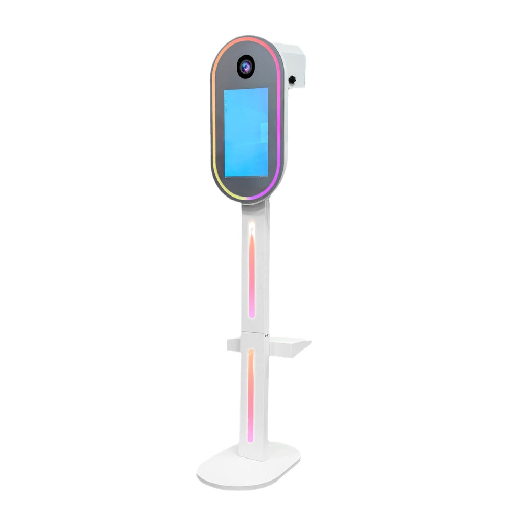 Model 156M: White Metal Oval Mirror Photo Booth Shell with 15.6 Inches Touch  Screen