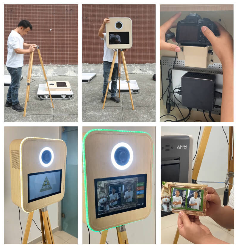 Model 156T: Wood Grain Metal DSLR Photo Booth Shell with 15.6 Inches Touch  Screen