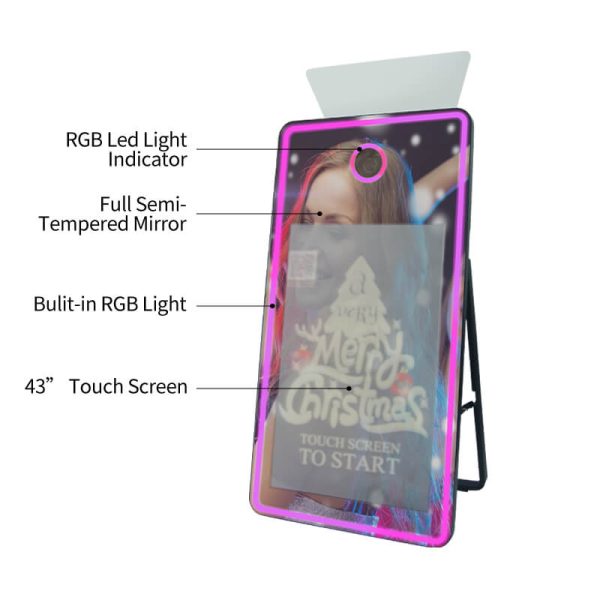 RCM430 Mini Full Mirror Photo Booth with Flash - Image 2